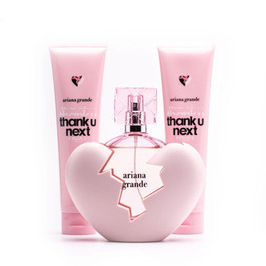 ARIANA GRANDE THANK U NEXT 3 PCS SET FOR WOMEN: 3.4 EAU DE PARFUM SPRAY + 3.4 BATH AND SHOWER GEL + 3.4 BODY SOUFFLE by ARIANA GRANDE