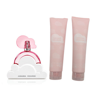 ARIANA GRANDE CLOUD PINK 3 PCS SET FOR WOMEN: 3.4 EAU DE PARFUM SPRAY + 3.4 SHOWER GEL + 3.4 BODY SOUFFLE by ARIANA GRANDE