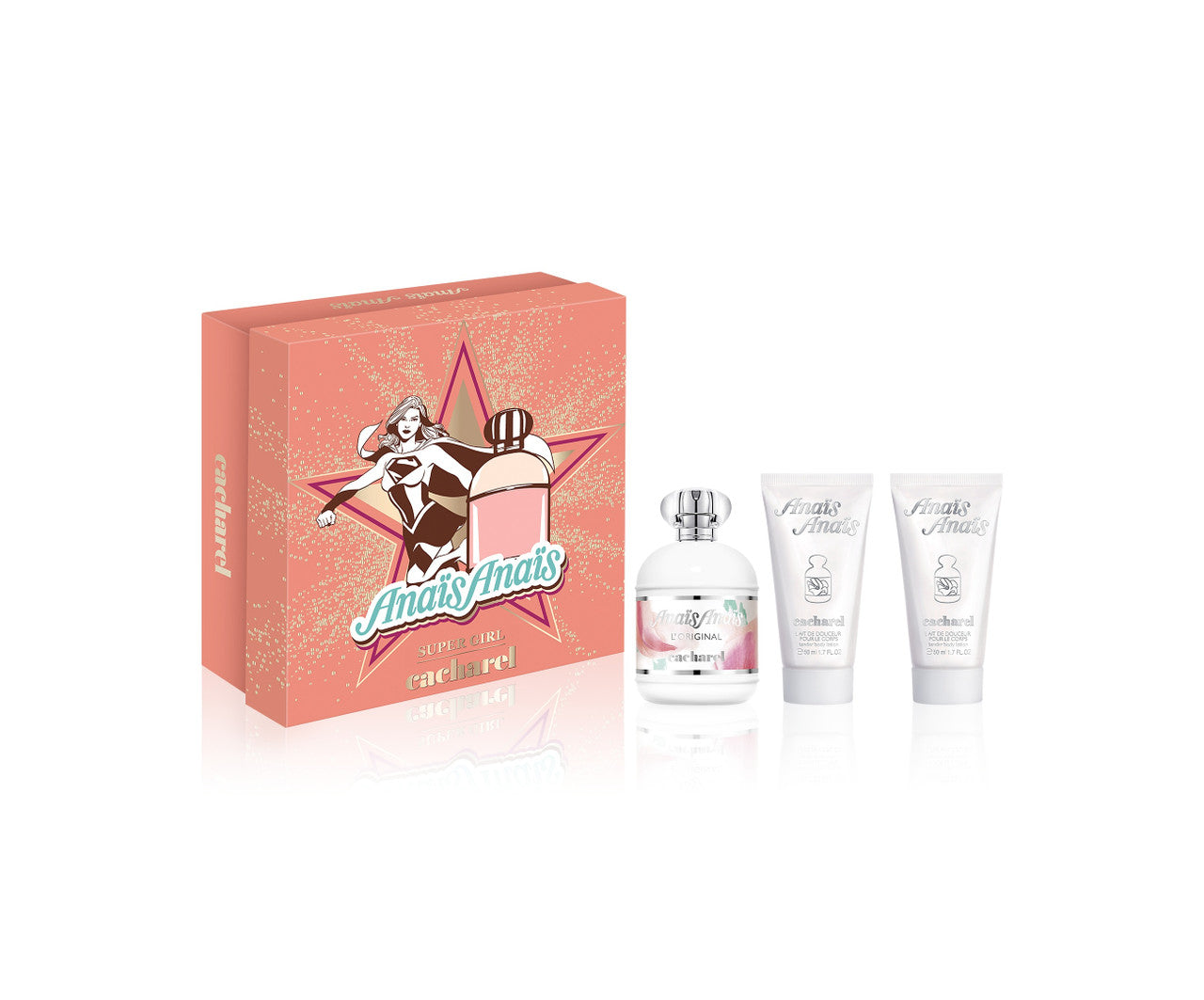 CACHAREL ANAÏS ANAÏS 3 PIECE SET EAU DE PARFUM SPRAY AND BODY LOTIONS