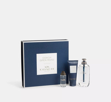COACH OPEN ROAD 3 PCS SET FOR MEN: 3.3 EAU DE TOILETTE SPRAY + 0.5 EAU DE TOILETTE SPRAY + 3.3 SHOWER GEL. by COACH