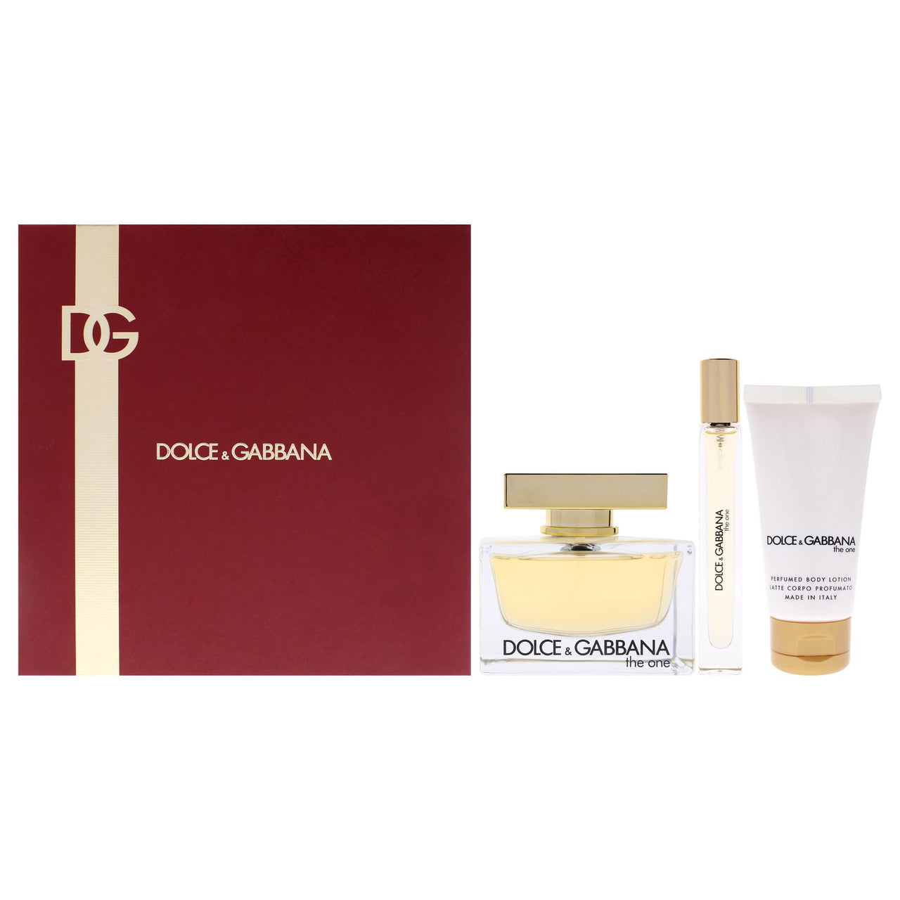 DOLCE & GABBANA THE ONE 3 PCS SET FOR WOMEN: 2.5 EAU DE PARFUM SPRAY + 0.33 EAU DE PARFUM SPRAY + 1.7 BODY LOTION