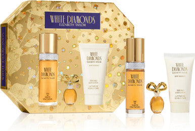 WHITE DIAMONDS 3 PCS SET FOR WOMEN: 1 OZ EAU DE TOILETTE SPRAY + 3.7 ML PARFUM MINI + 1.7 PERFUMED BODY LOTION by ELIZABETH TAYLOR