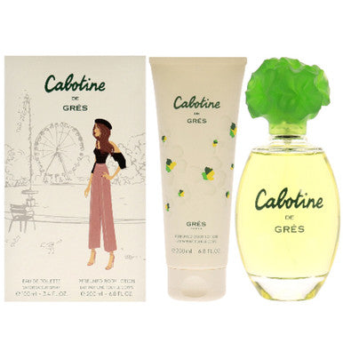 CABOTINE 2 PCS SET FOR WOMEN: 3.4 EAU DE TOILETTE SPRAY + 6.8 BODY LOTION by GRES