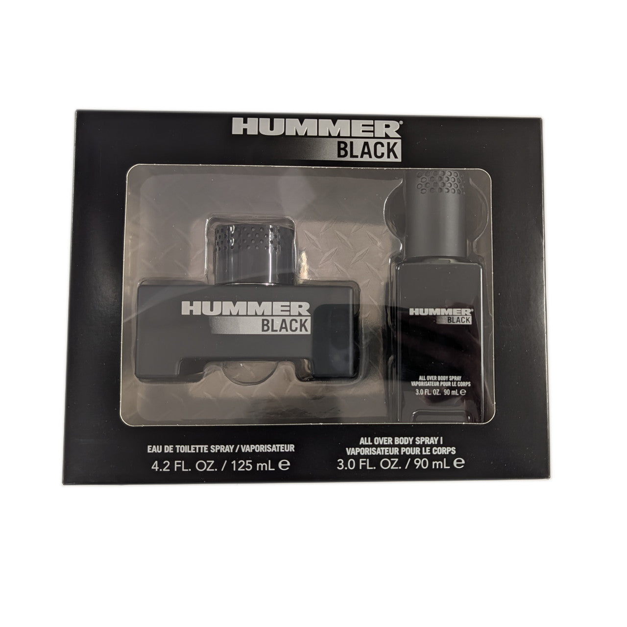 HUMMER BLACK 2 PCS SET FOR MEN: 4.2 EAU DE TOILETTE SPRAY + 3 OZ ALL OVER BODY SPRAY