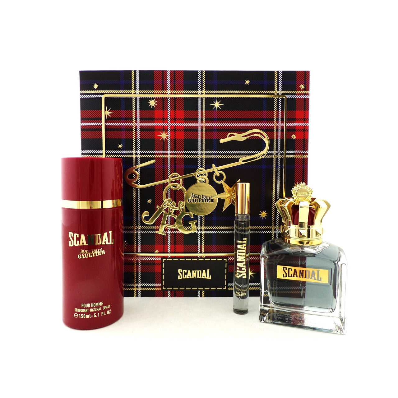 JEAN PAUL GAULTIER SCANDAL 3 PCS SET FOR MEN: 3.4 EAU DE TOILETTE SPRAY + 0.34 EAU DE TOILETTE SPRAY + 5.1 DEODORANT SPRAY