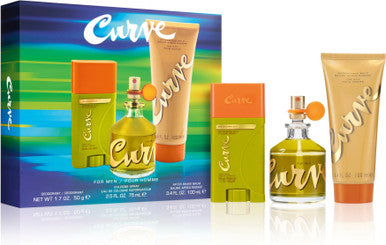 CURVE 3 PCS SET FOR MEN: 2.5 COLOGNE SPRAY + 1.7 DEODORANT STICK + 3.4 AFTER SHAVE BALM by CURVE