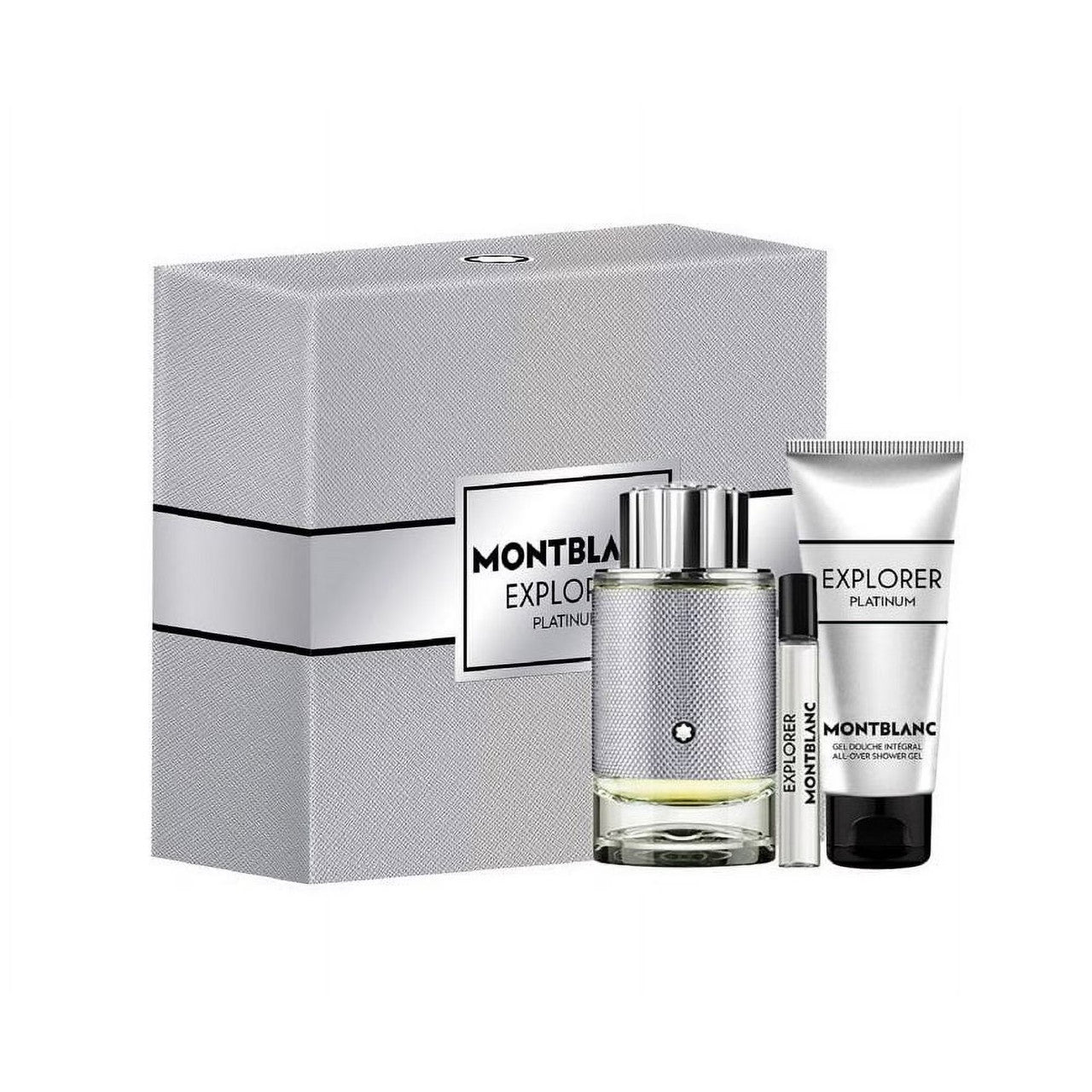 MONT BLANC EXPLORER PLATINUM 3 PCS SET FOR MEN: 3.3 EAU DE PARFUM SPRAY + 0.25 EAU DE PARFUM SPRAY + 3.3 SHOWER GEL