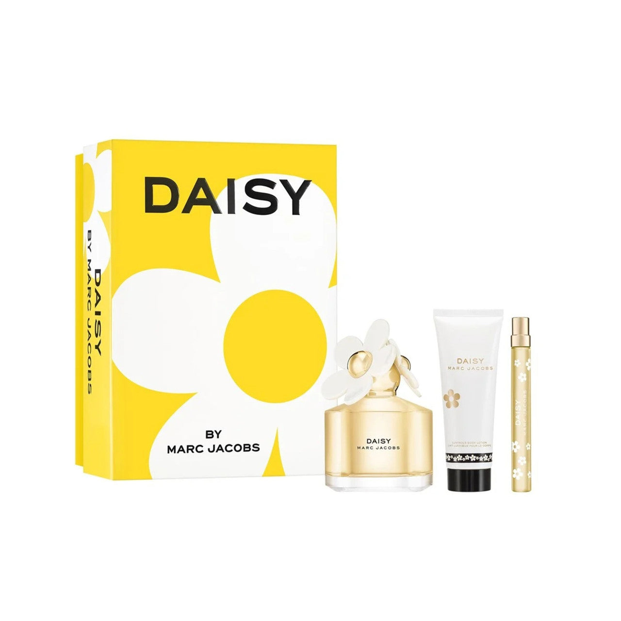 MARC JACOBS DAISY 3 PCS SET FOR WOMEN: 3.3 EAU DE TOILETTE SPRAY + 0.33 EAU DE TOILETTE SPRAY + 2.5 BODY LOTION