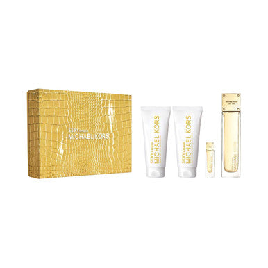 MICHAEL KORS SEXY AMBER 4 PCS SET FOR WOMEN: 3.4 EAU DE PARFUM SPRAY + 3.4 SHOWER GEL + 3.4 BODY LOTION + 0.17 EAU DE PARFUM by MICHAEL KORS