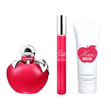 NINA RICCI NINA LE PARFUM 3 PCS SET FOR WOMEN: 2.7 EAU DE PARFUM SPRAY + 0.34 EAU DE PARFUM ROLL-ON + 2.5 BODY LOTION by NINA RICCI