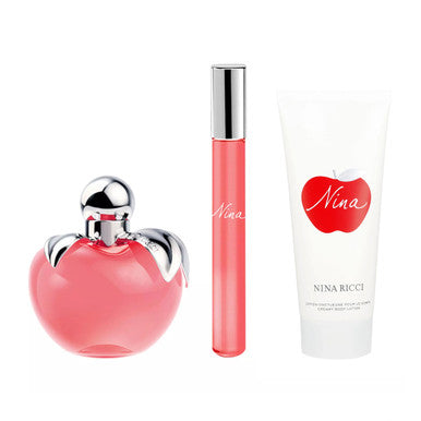 NINA RICCI NINA 3 PCS SET FOR WOMEN: 2.7 EAU DE TOILETTE SPRAY + 0.34 EAU DE TOILETTE ROLL-ON + 2.5 BODY LOTION by NINA RICCI