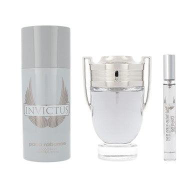 PACO RABANNE INVICTUS 3 PCS SET FOR MEN: 3.4 EAU DE TOILETTE SPRAY + 5.1 DEODORANT SPRAY + 0.34 EAU DE TOILETTE SPRAY.. by PACO RABANNE