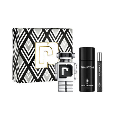 PACO RABANNE PHANTOM 3 PCS SET FOR MEN: 3.4 EAU DE TOILETTE SPRAY + 5 OZ DEODORANT SPRAY + 0.34 EAU DE TOILETTE SPRAY by PACO RABANNE