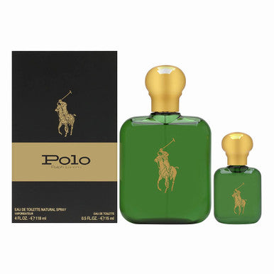 POLO GREEN 2 PCS SET FOR MEN: 4 OZ EAU DE TOILETTE SPRAY + 0.5 OZ EAU DE TOILETTE by RALPH LAUREN