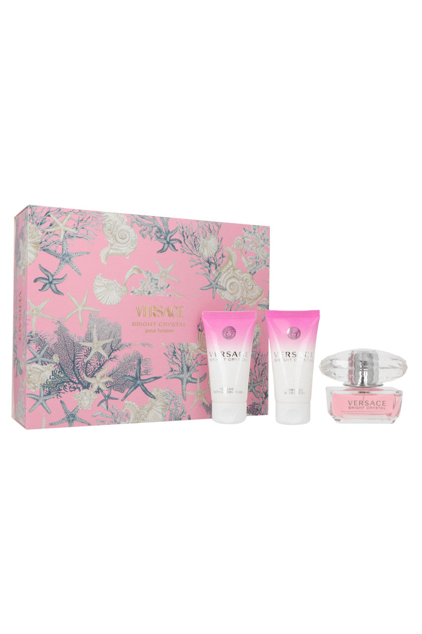 Versace Bright Crystal 3 Pcs Set for Women: 1.7 oz EDT + Body Lotion + Shower Gel