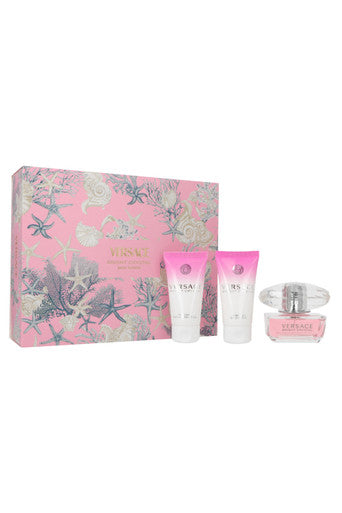 VERSACE BRIGHT CRYSTAL 3 PCS SET FOR WOMEN: 1.7 EAU DE TOILETTE SPRAY + 1.7 BODY LOTION + 1.7 BATH & SHOWER GEL by VERSACE