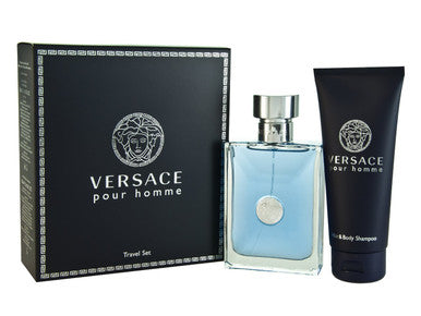 VERSACE POUR HOMME 2 PCS SET: 3.4 EAU DE TOILETTE SPRAY + 3.4 HAIR & BODY SHAMPOO (TRAVEL SET) by VERSACE